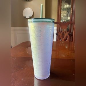 Collectors Starbucks 50th Anniversary Frosted Sirens Tail Venti Cold Cup / Straw